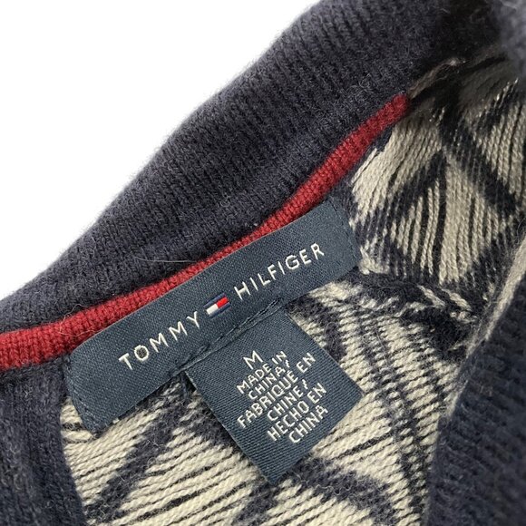 Tommy Hilfiger Navy & White Knit chain Sweater Dress Collar Size M wool - Picture 5 of 9